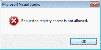 Requested registry access is not allowed.
